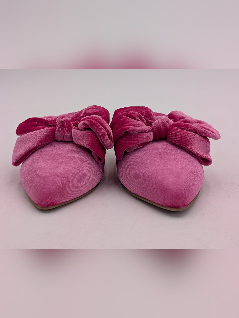 New Crown & Ivy "Elise" Size 8.5M Fuchsia Velvet Gorgeous Bow Slip-On Mule Flats - Picture 11 of 15